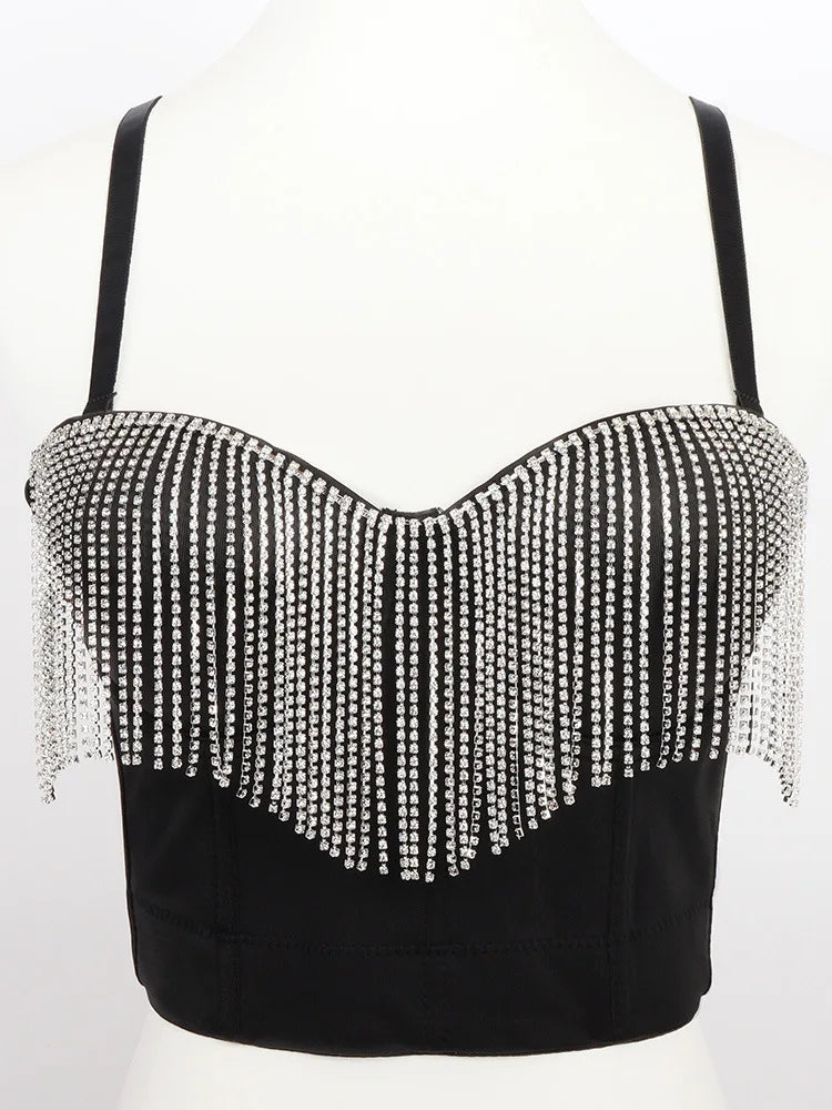 Rhinestone Tassel Bustier