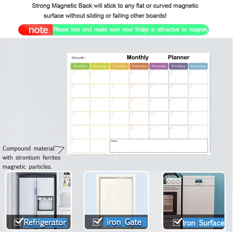 Magnetic Monthly Planner- With 8 Pens and 1 eraser