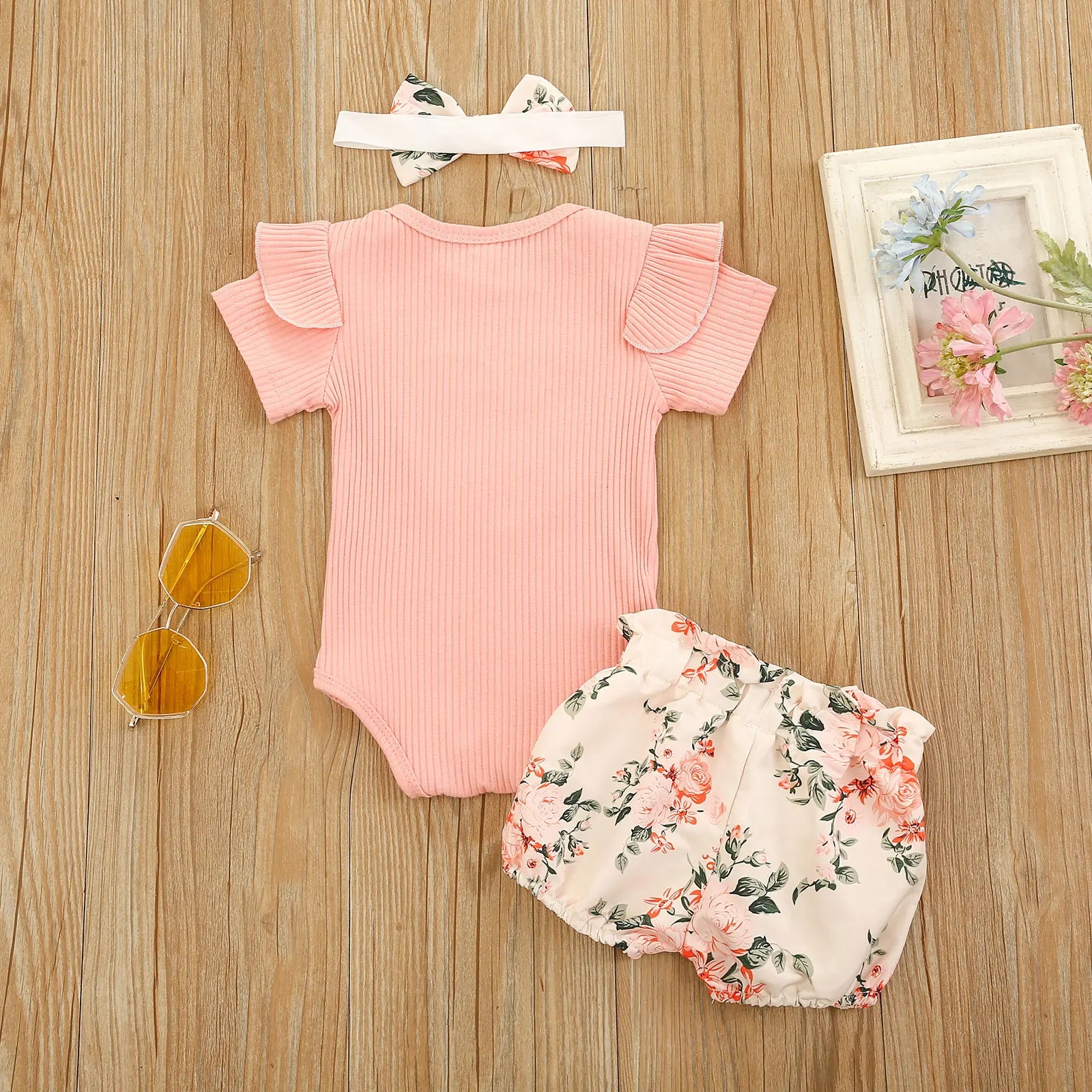Baby Girl Floral Set-With Headband