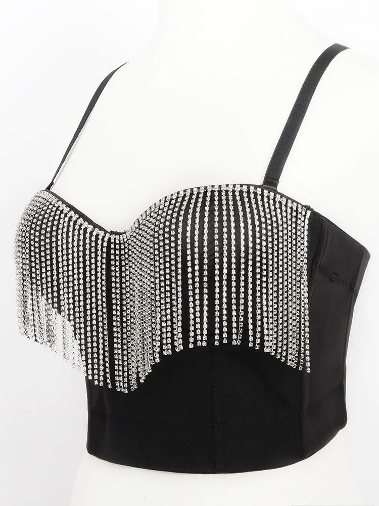 Rhinestone Tassel Bustier