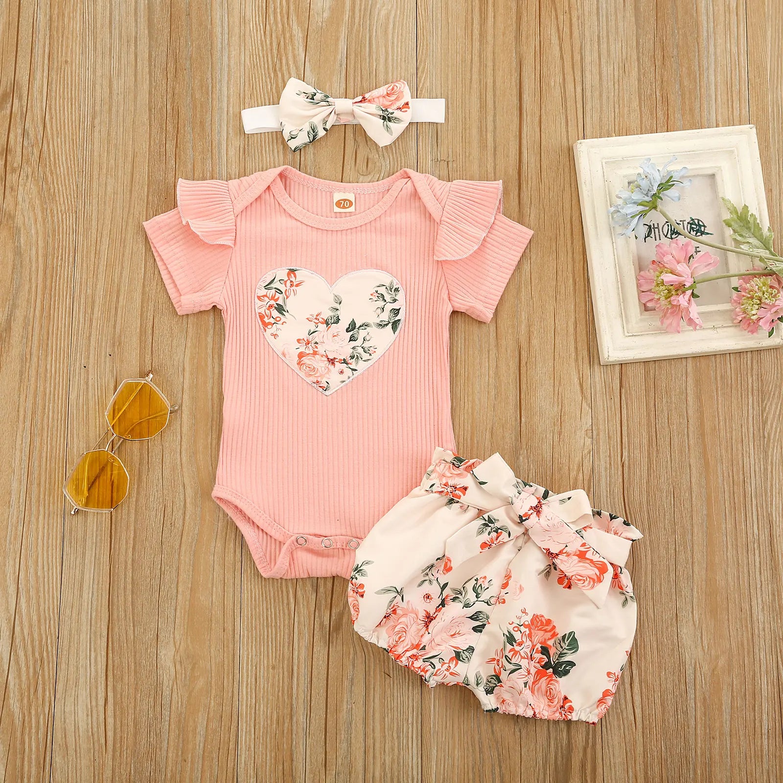 Baby Girl Floral Set-With Headband