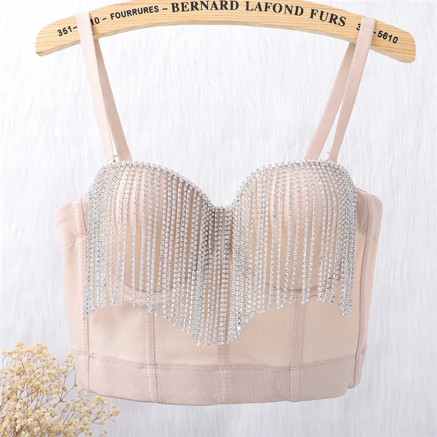 Rhinestone Tassel Bustier