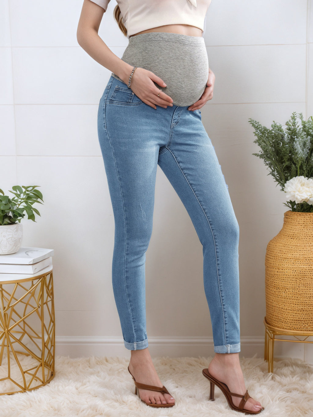 Ankle Length Maternity Jeans