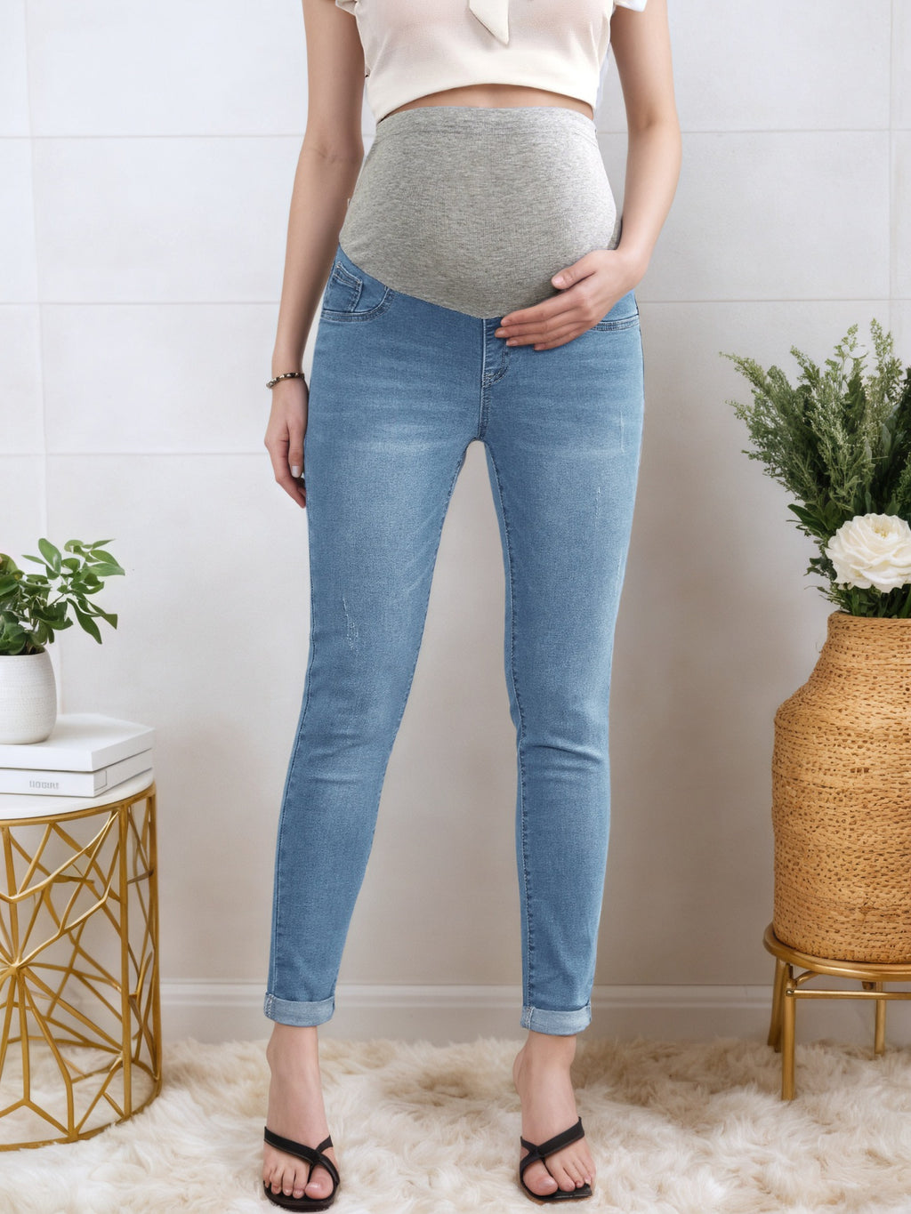 Ankle Length Maternity Jeans
