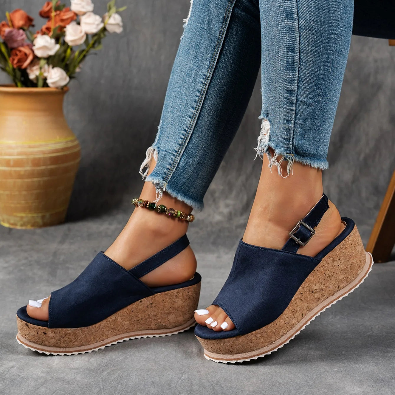 Wedge Peep-Toe Sandals