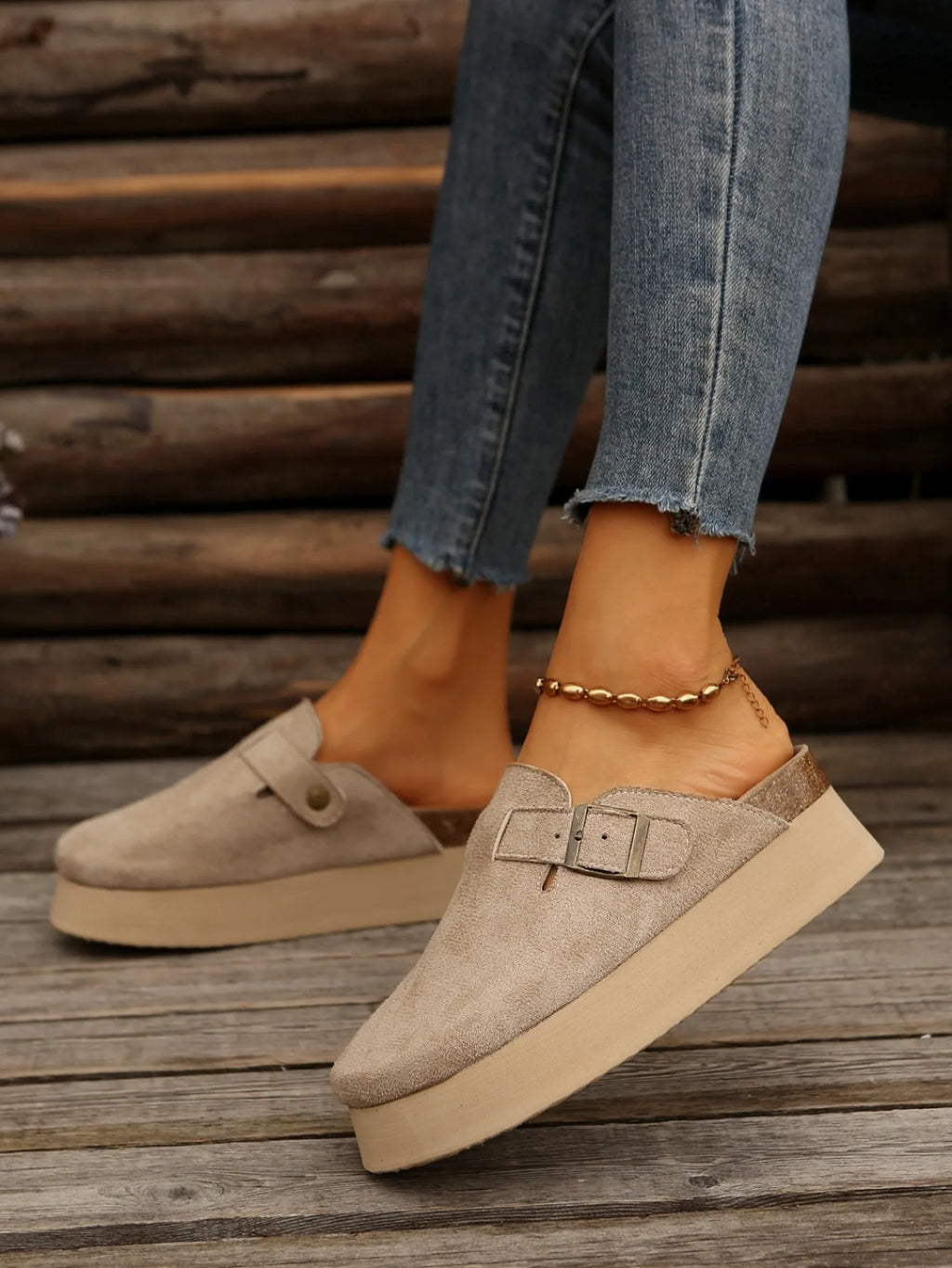 Platform Clogs with Buckle