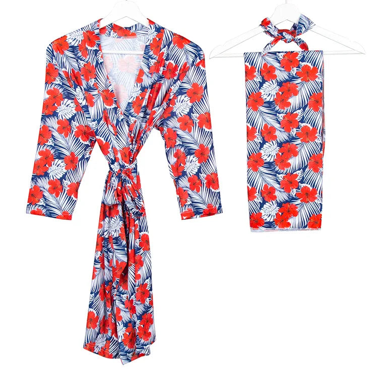 Maternity Robe & Matching Swaddle Set