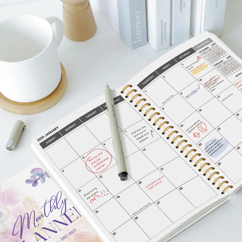 Jan 2026-Dec 2027 A5 Weekly & Monthly Planner