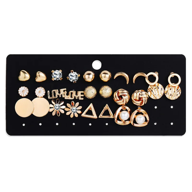 Gold Earrings Set(40Pcs)