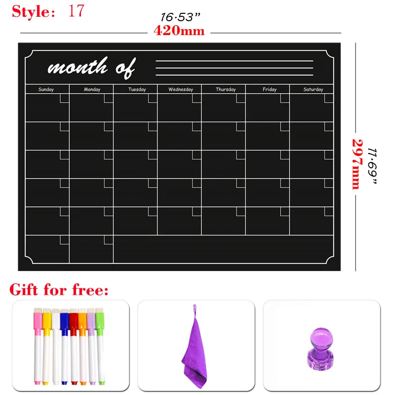 Magnetic Monthly Planner- With 8 Pens and 1 eraser