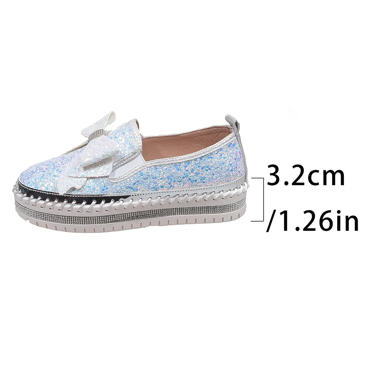 Sparkly Platform Loafers with Bow