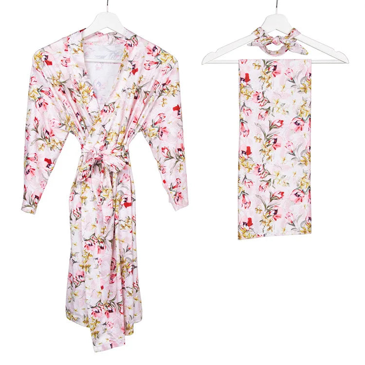Maternity Robe & Matching Swaddle Set