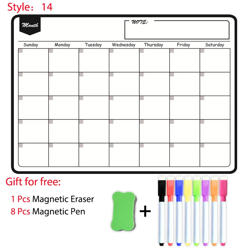 Magnetic Monthly Planner- With 8 Pens and 1 eraser