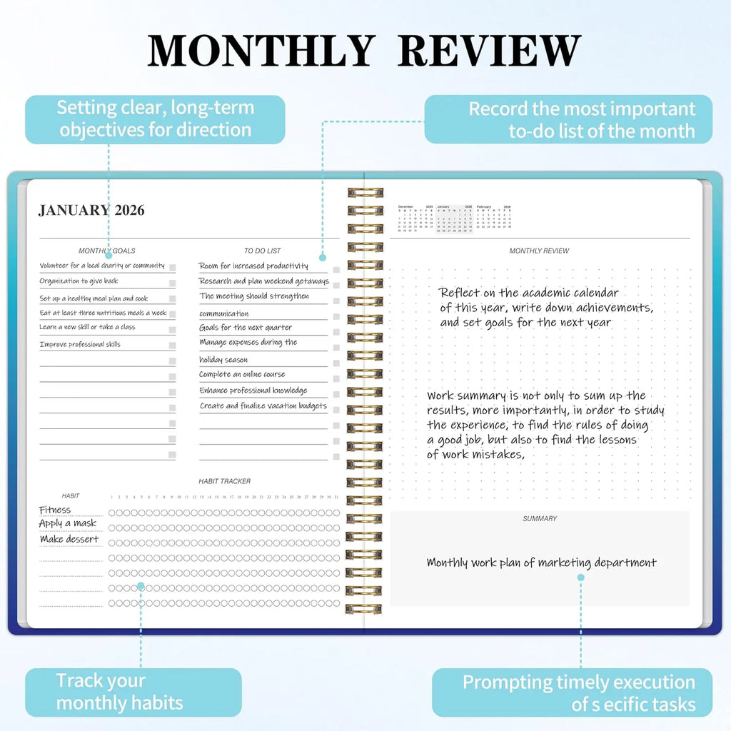 2026-2027 Monthly Planner, 24 Months Calendar, Personal Organizer with Goals and Habit Tracker