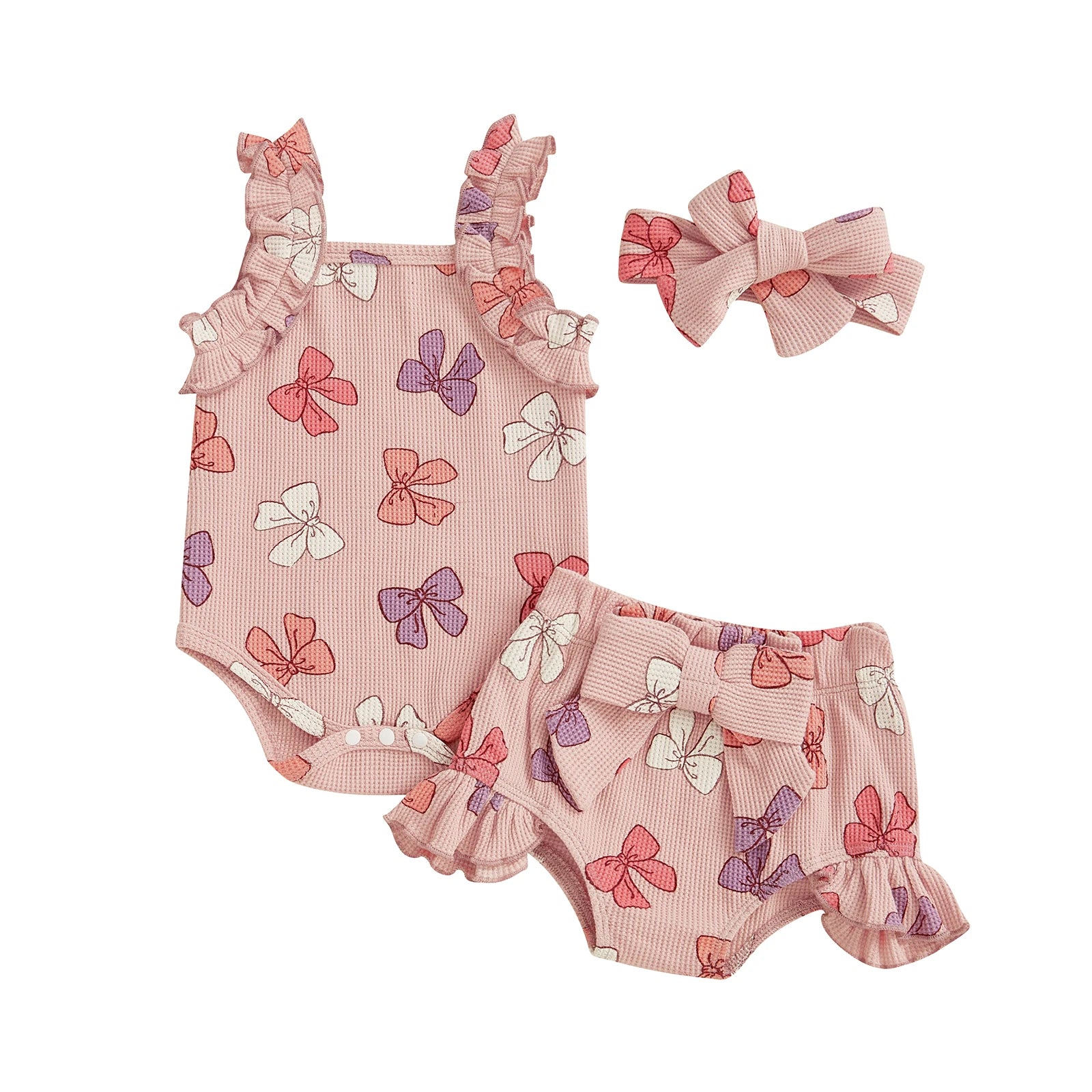 Bow Romper and Booties with Headband