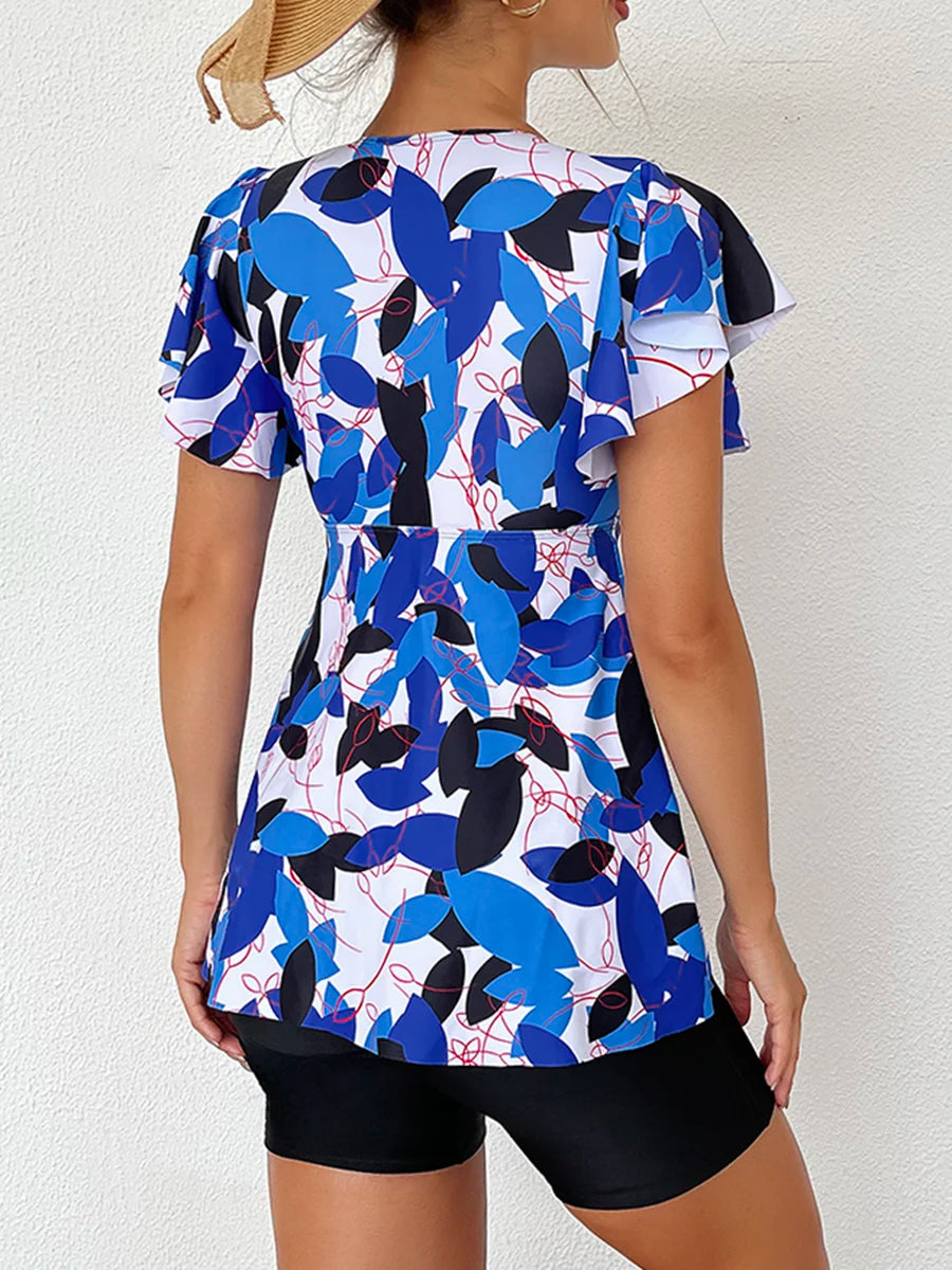 Flutter Sleeve Swim Top&Swim Shorts