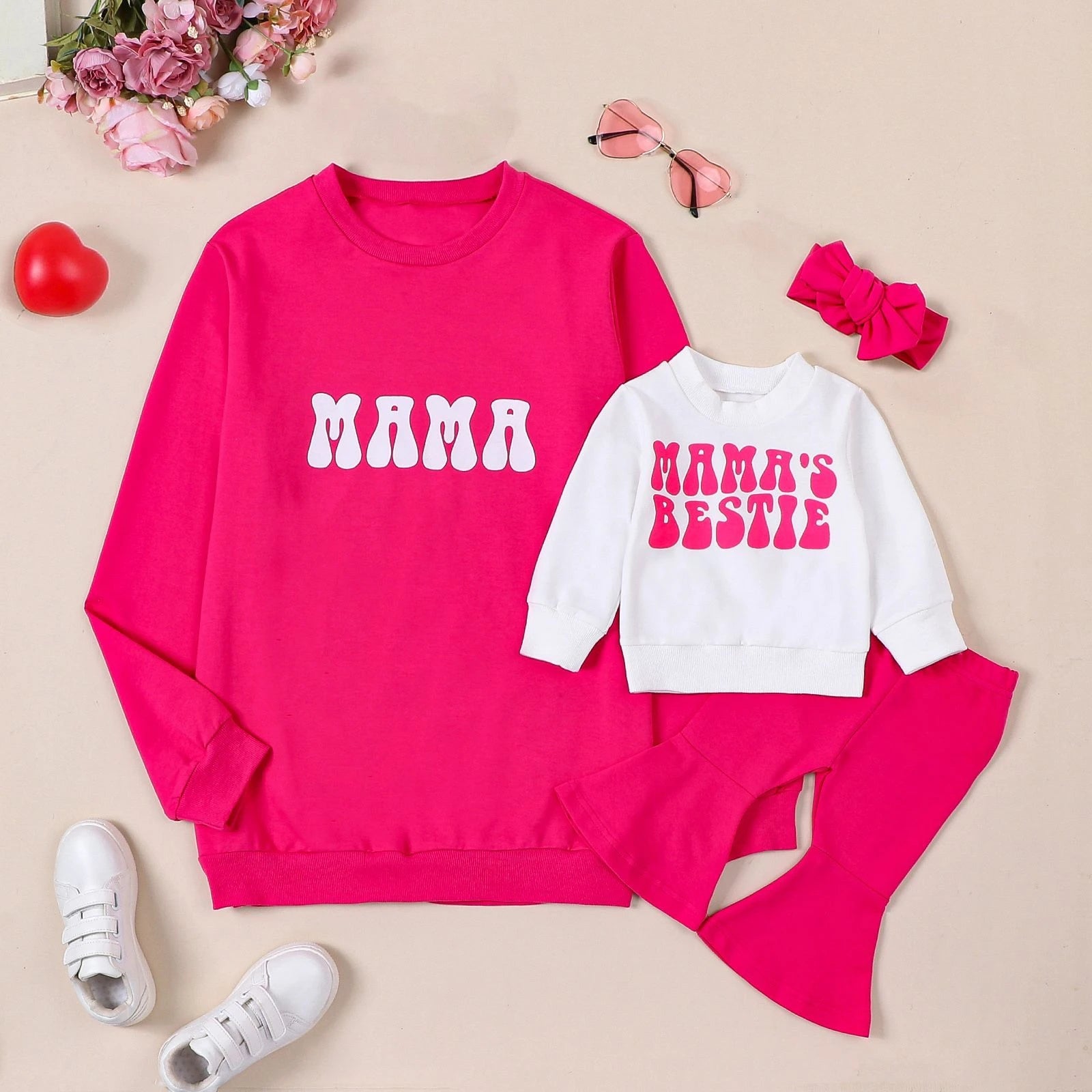 Mama Sweatshirt/Mama's Bestie Set with Headband