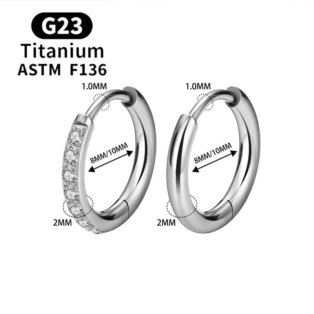 G23 Titanium Stud Earrings (with Cubic Zirconia Inlay)