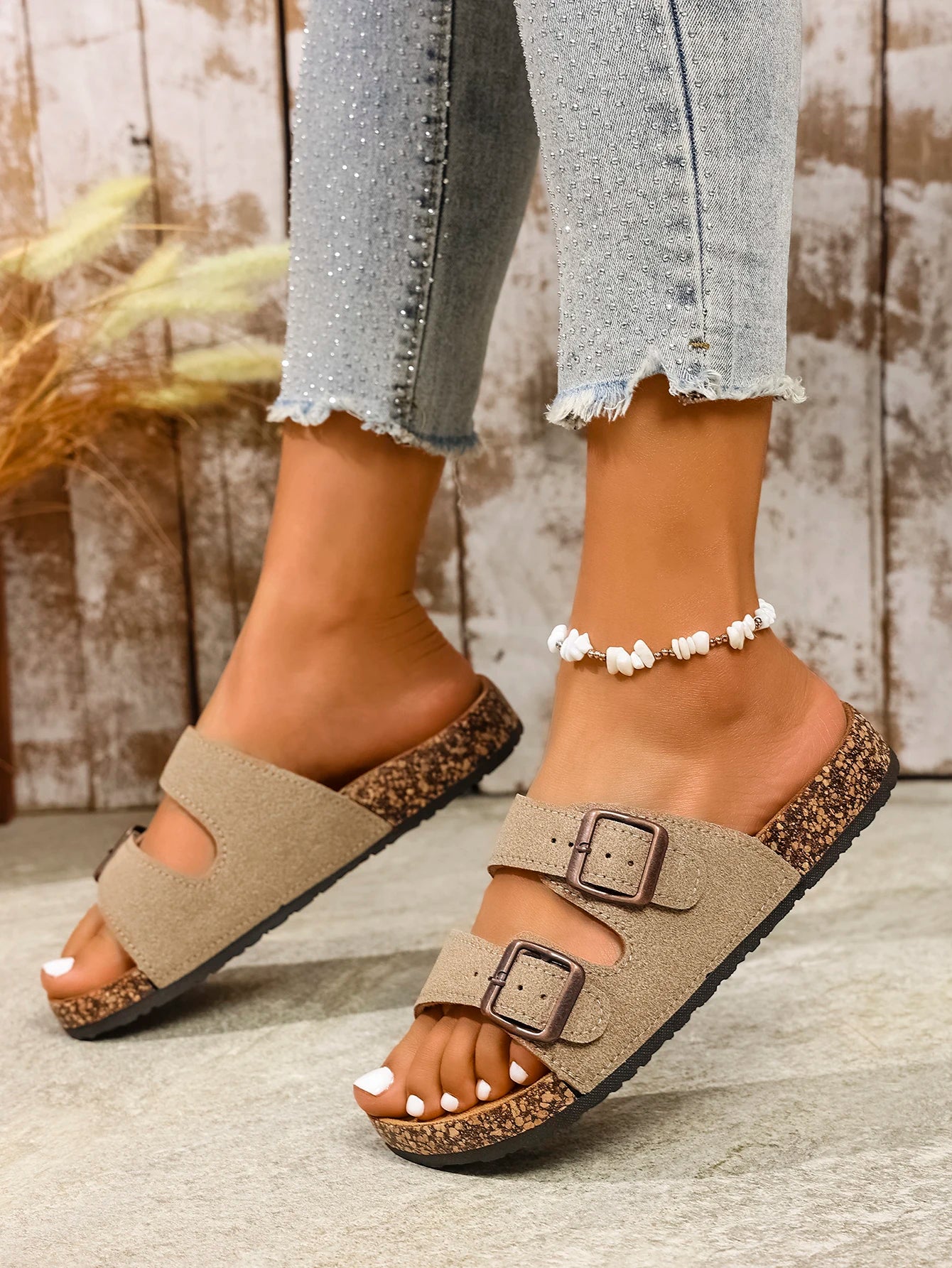 Soft Leather Sandals with Buckle