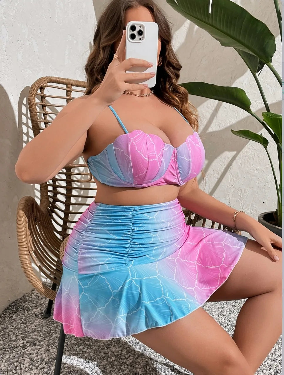Push-Up Swim Top&Swim Skirt