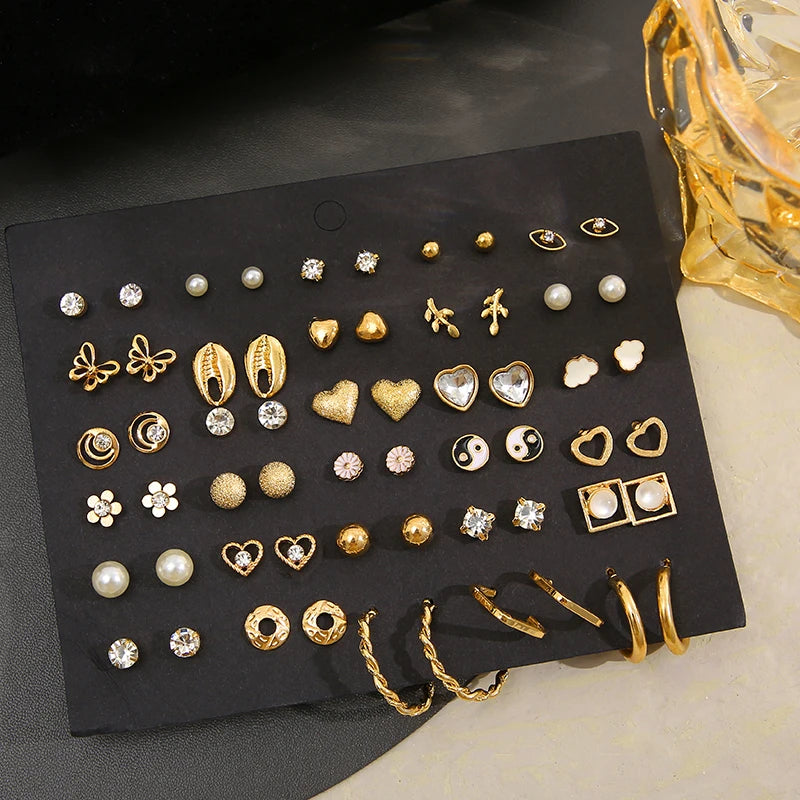 Gold Earrings Set(40Pcs)