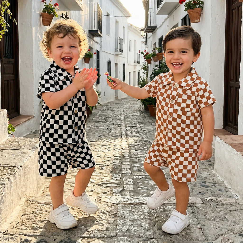 Checkered Collared Set