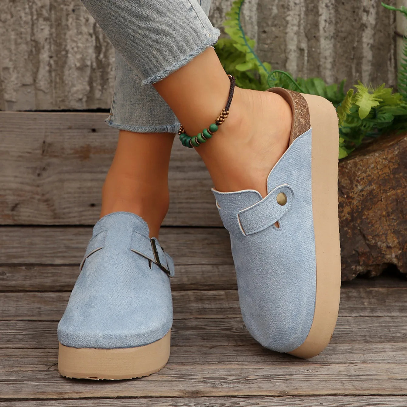 Platform Clogs with Buckle
