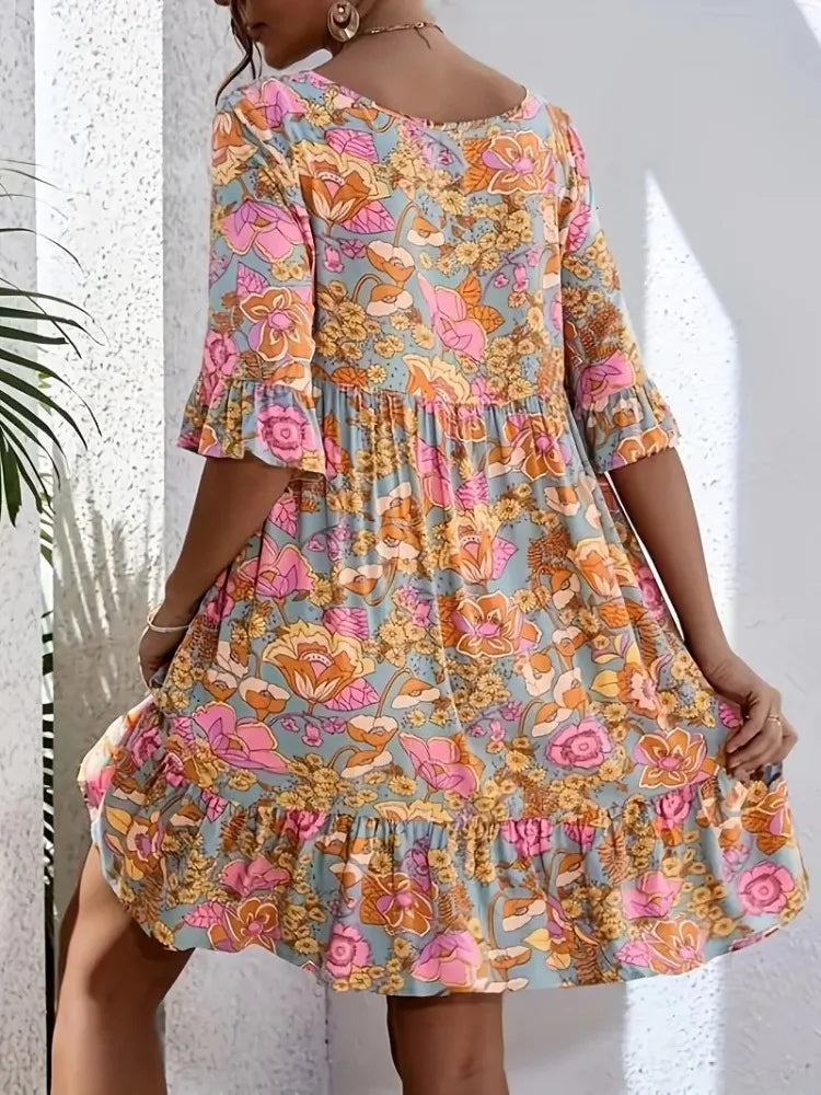 Floral Ruffle Hem Dress