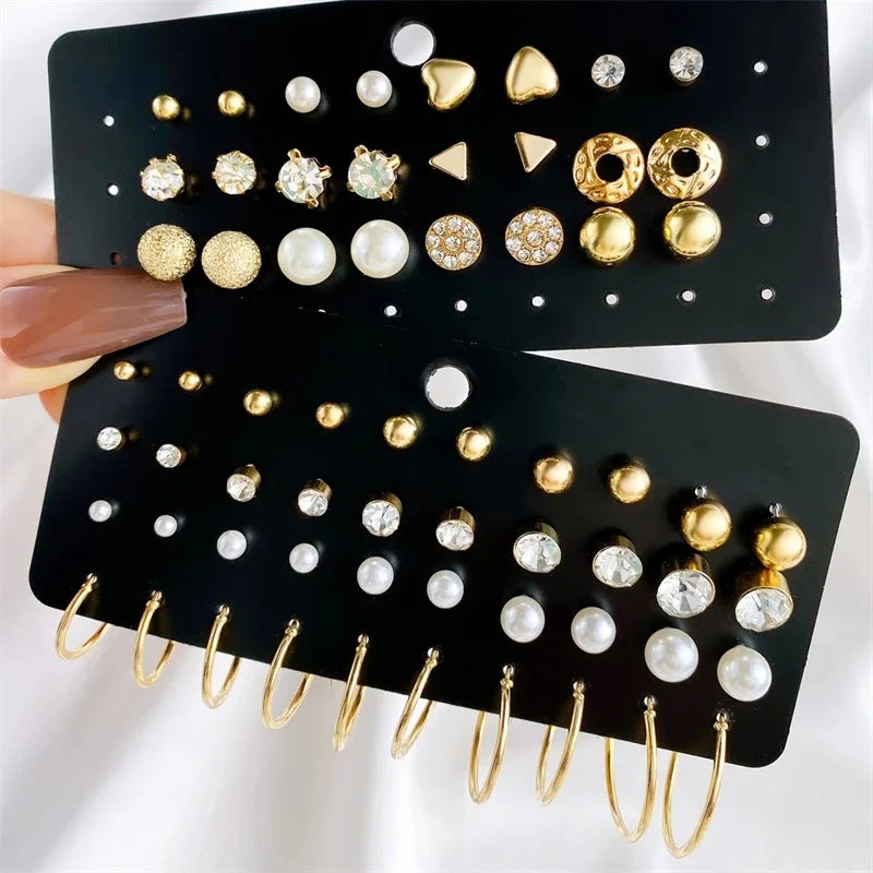 Gold Earrings Set(40Pcs)