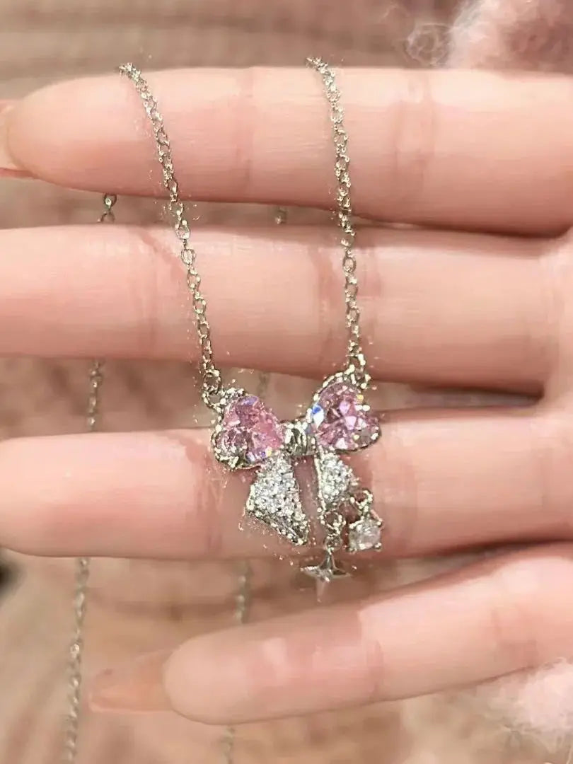 Pink Bow Necklace