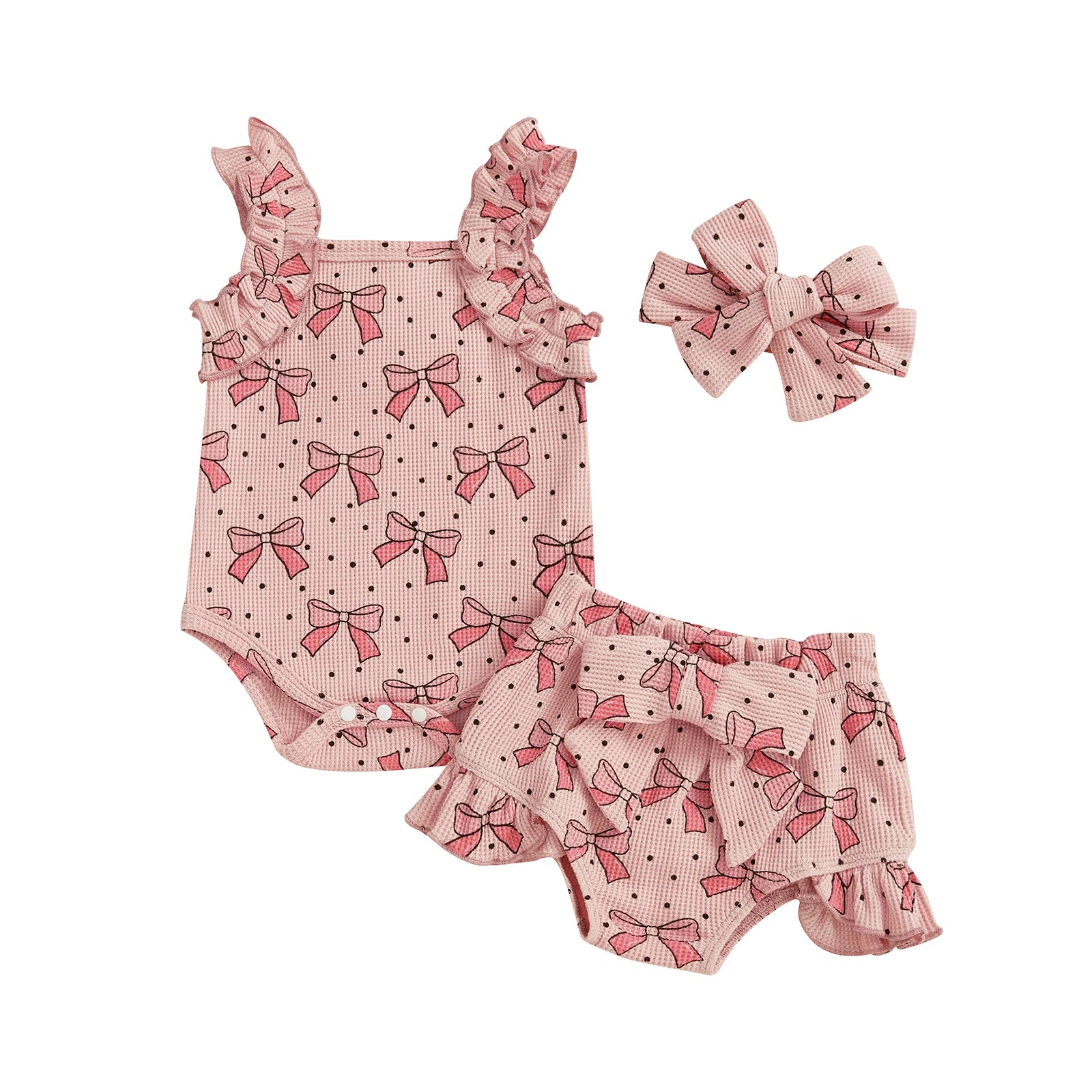 Bow Romper and Booties with Headband