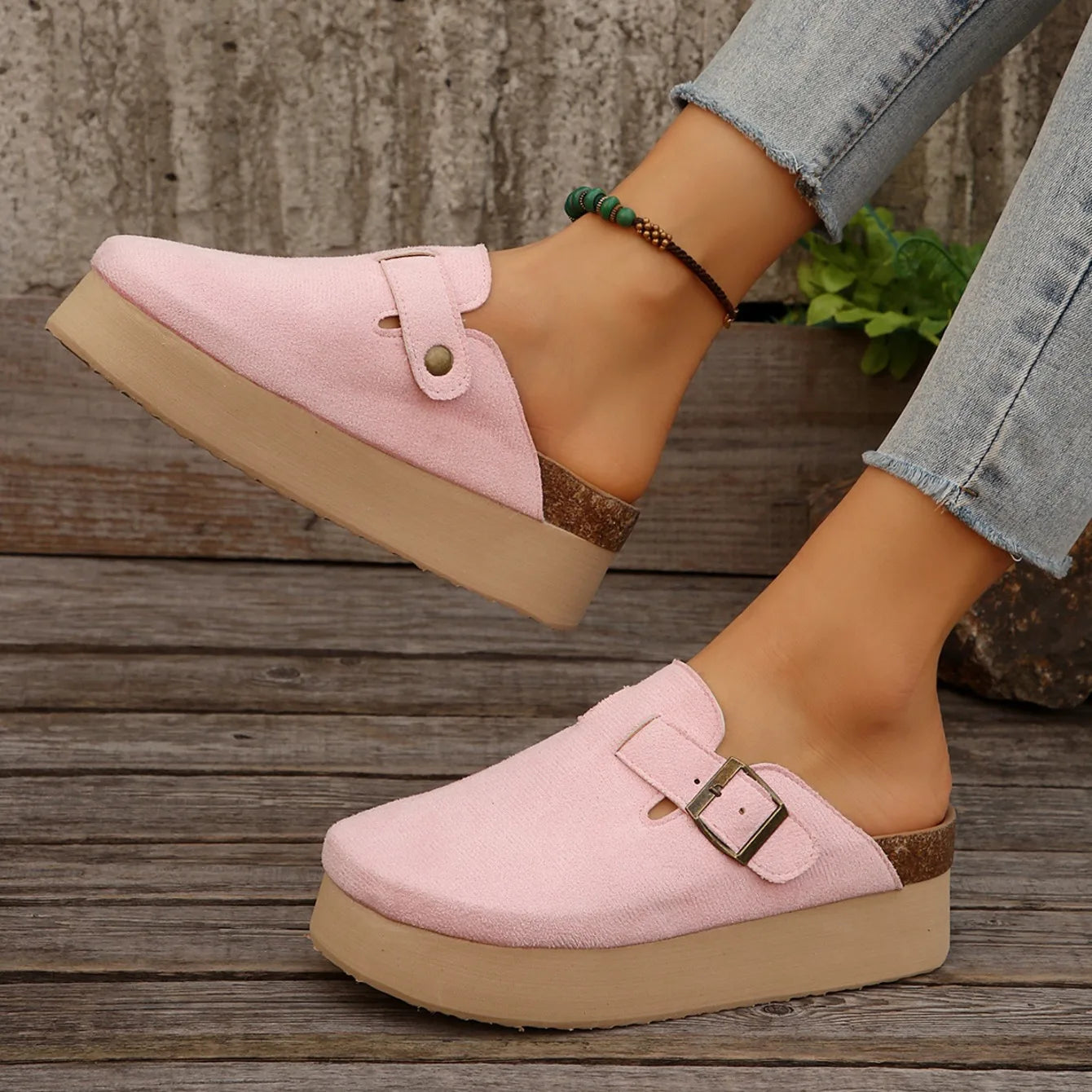 Platform Clogs with Buckle