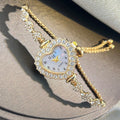 Heart Diamond-Studded Watch with Adjustable Bracelet