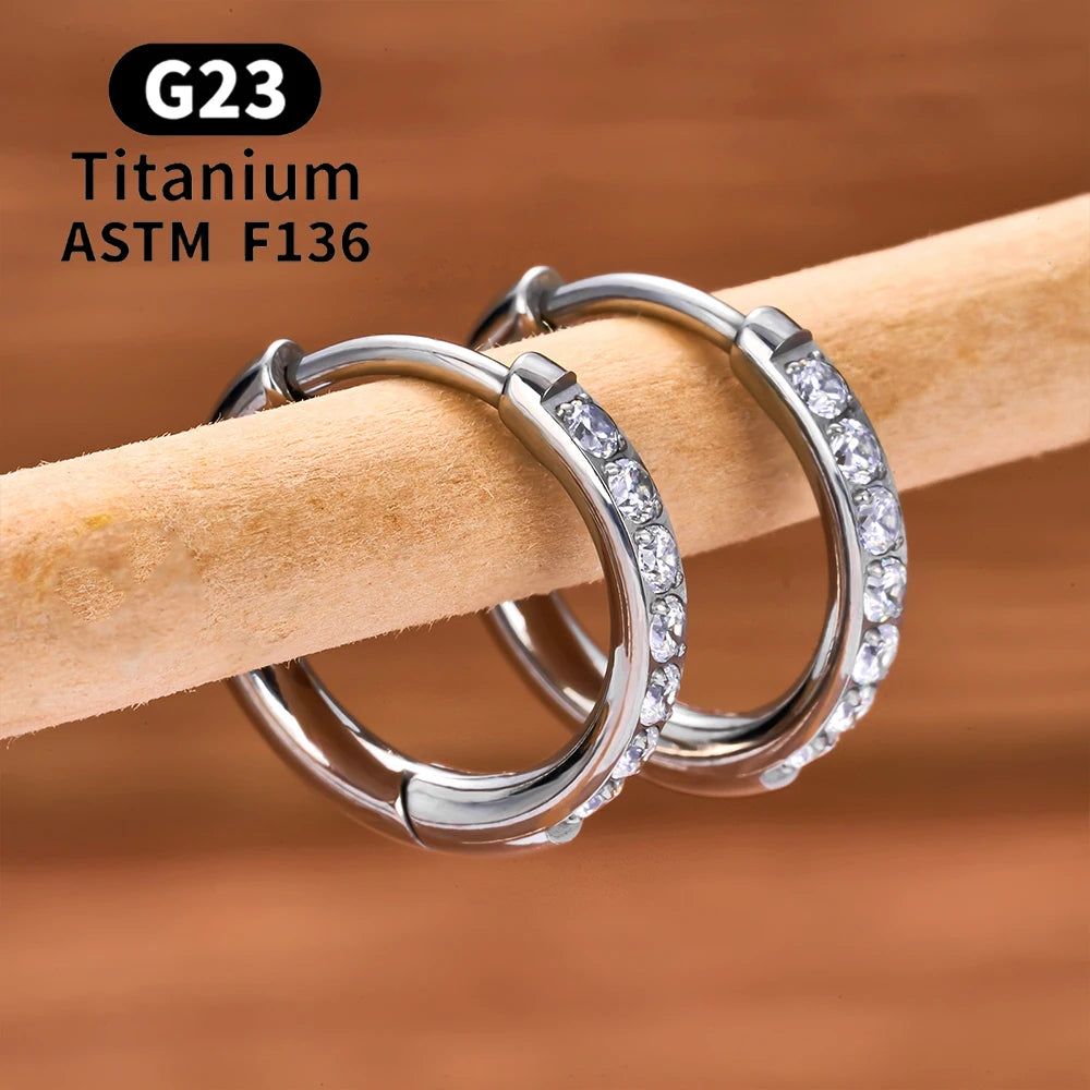 G23 Titanium Stud Earrings (with Cubic Zirconia Inlay)