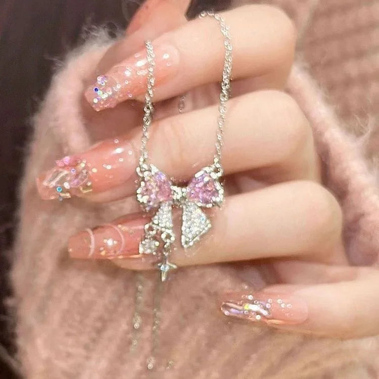 Pink Bow Necklace