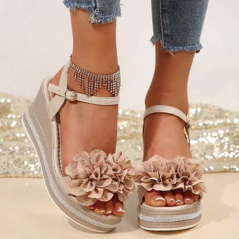 Flower Wedge Sandals