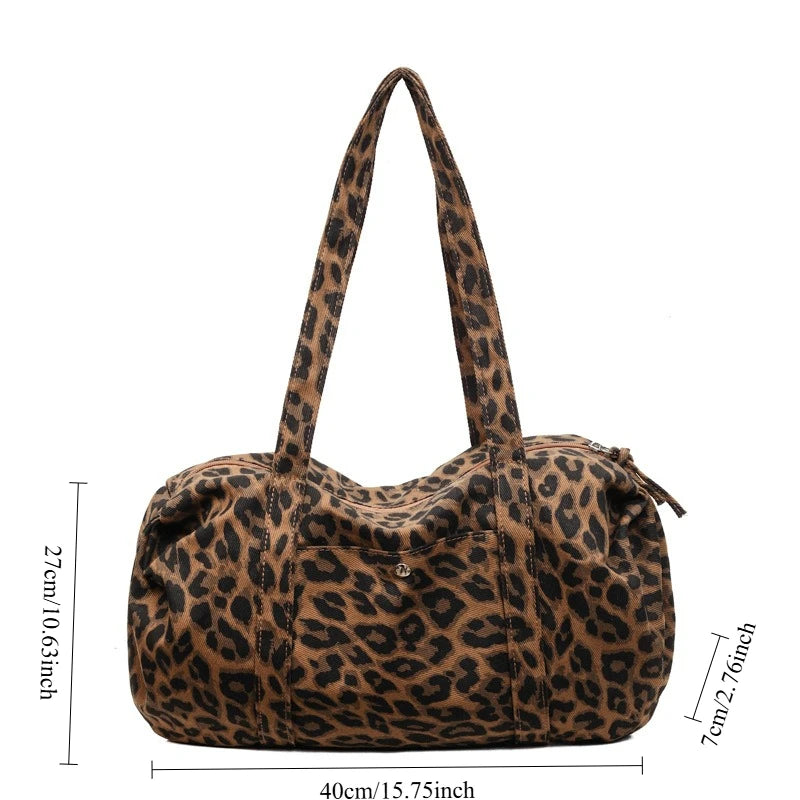 Leopard Canvas Shoulder Bag