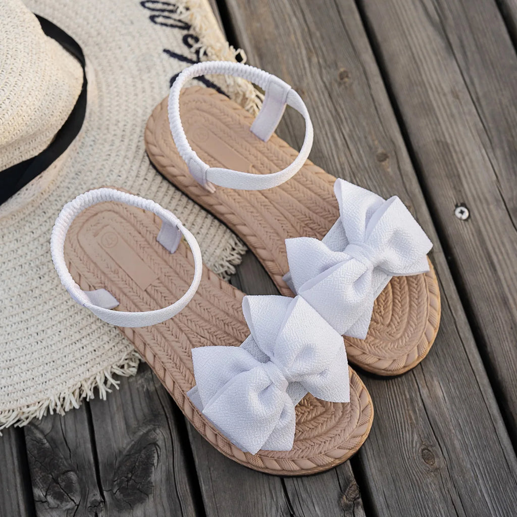 Peep-Toe Flats with Bow