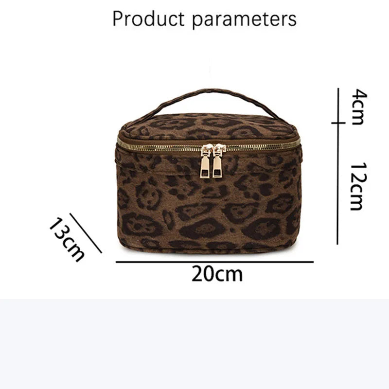 Leopard Faux Suede Cosmetic Bag