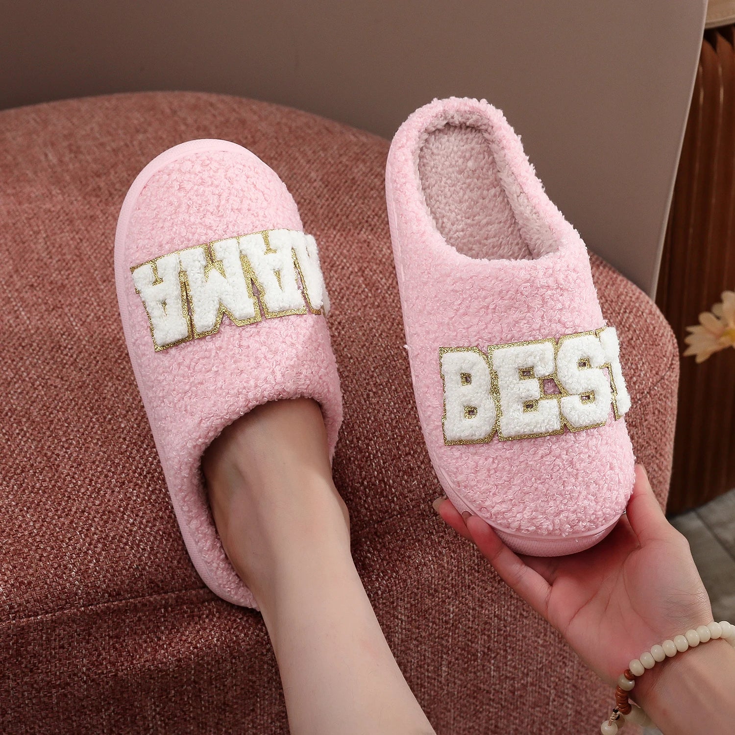 Best Mama Fuzzy House Slippers