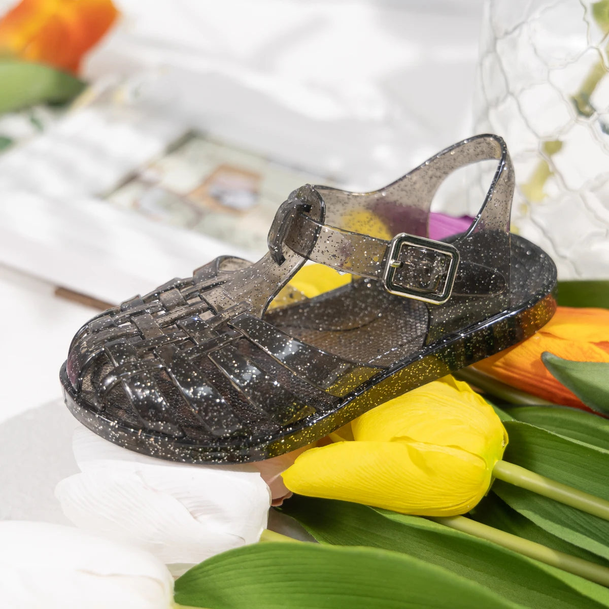 Girls Glitter Jelly Sandals