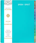 2026-2027 Monthly Planner, 18-Month July 2026-Dec 2027, 9"x11", Twin-Wire, Tabs, Pocket, Blue