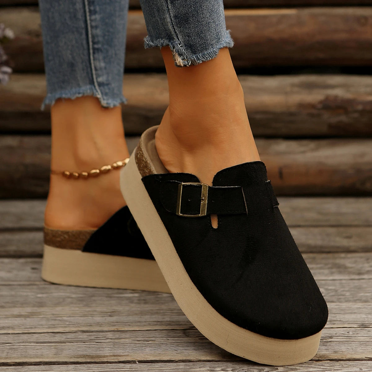 Platform Clogs with Buckle