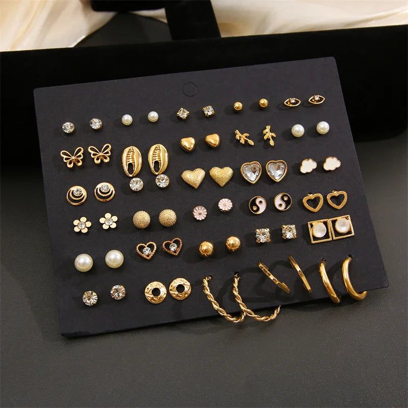 Gold Earrings Set(40Pcs)
