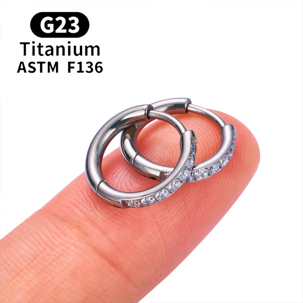 G23 Titanium Stud Earrings (with Cubic Zirconia Inlay)