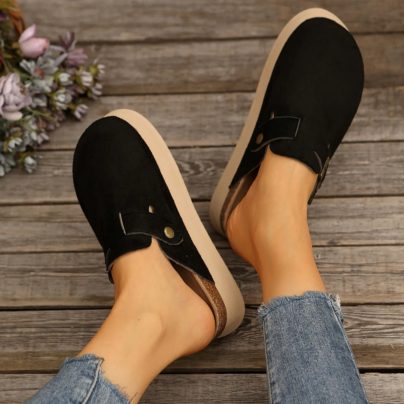 Platform Clogs with Buckle
