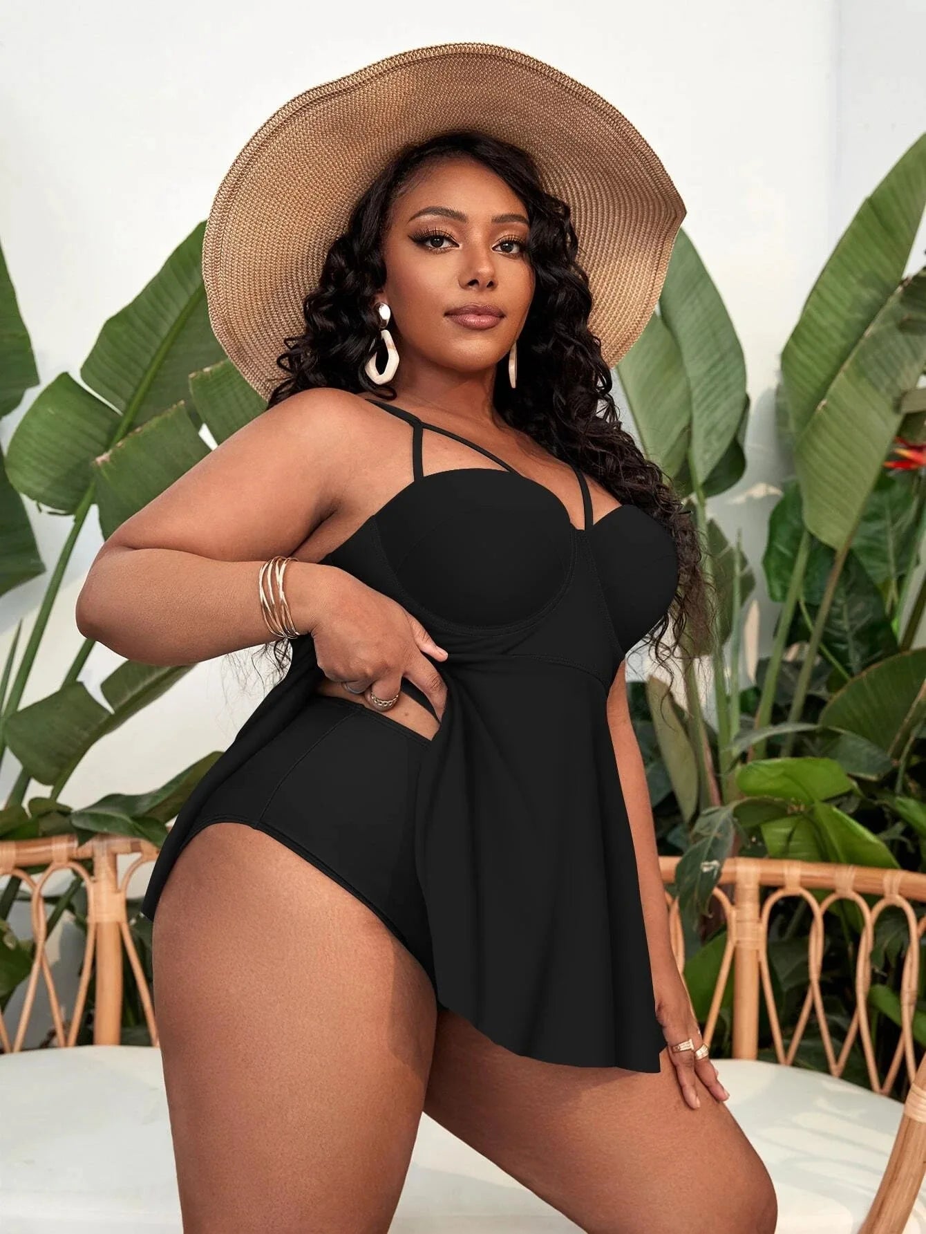 Tankini Top&High Waist Bikini Bottoms