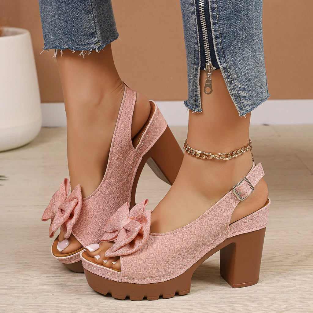 Leather Heels with Bow