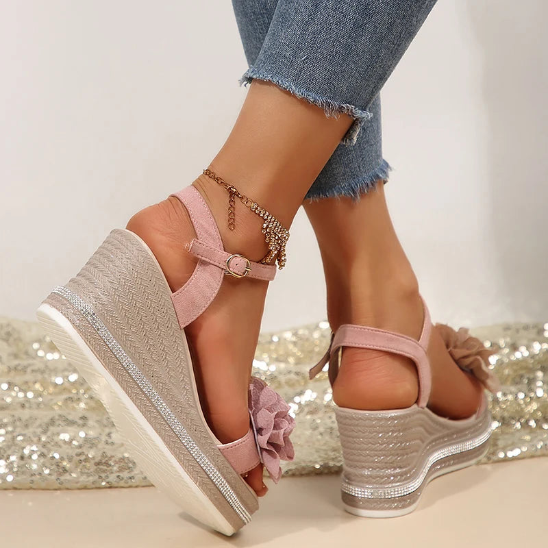 Flower Wedge Sandals