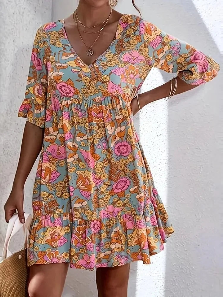 Floral Ruffle Hem Dress
